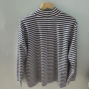 Lands End Pullover Long Sleeve Top Size L - Pink/Navy Striped - 100% Cotton